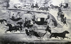 Sorties à la mode dans Central Park - N. and Ives, J.M. Currier